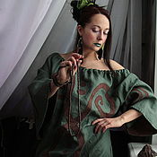 Одежда handmade. Livemaster - original item Dark Green Linen Dress «Yerba». Handmade.