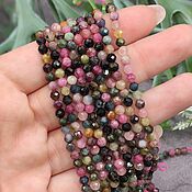 Материалы для творчества handmade. Livemaster - original item Natural 4 mm Tourmaline with cut stones on threads. Handmade.