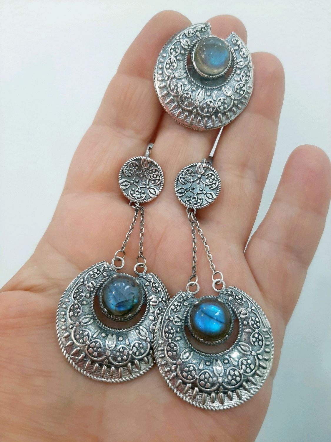 Этническое Серебро Серебряный комплект с лабрадором Серебряный комплек ...