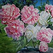 Картина маслом ирисы  цветы  " Букет ирисов" 40х50