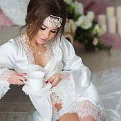 Сорочка кружевная "Нимфа" - белая свадебная из шантильи