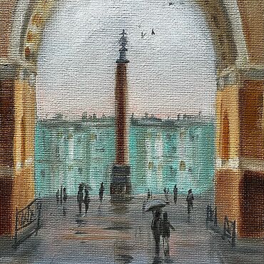 Картины и панно ручной работы. Ярмарка Мастеров - ручная работа «Дворцовая площадь» Санкт-Петербург холст на картоне 13х18 см. Handmade.
