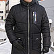 Зимняя куртка мужская, длинная черная куртка с капюшоном и лампасами. Верхняя одежда мужская. Лариса дизайнерская одежда и подарки (EnigmaStyle). Ярмарка Мастеров.  Фото №4