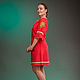 Красное платье льняное в бохо стиле с вышивкой Весна. Платья. Купава - одежда в Этно и Бохо стиле. Ярмарка Мастеров.  Фото №5