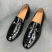 Обувь ручной работы handmade. Livemaster - original item Loafers for men, made of genuine crocodile leather, in black.. Handmade.