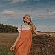 Сарафан льняной "Босиком по траве", терракотовый. Платья. Filiх - Лен Хлопок Лес. Интернет-магазин Ярмарка Мастеров.  Фото №2