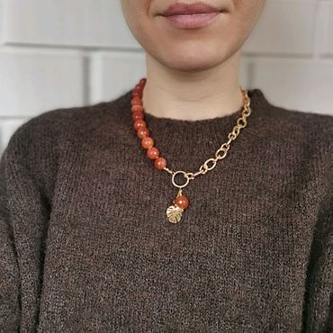 Украшения ручной работы. Ярмарка Мастеров - ручная работа Колье из сердолика "Оранжевый рассвет". Handmade.