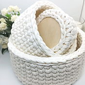 Для дома и интерьера handmade. Livemaster - original item Knitted storage baskets made of knitted yarn set of three baskets. Handmade.