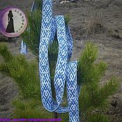 Русский стиль handmade. Livemaster - original item Wedding belt white and blue. Handmade.
