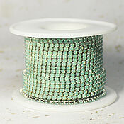 Материалы для творчества handmade. Livemaster - original item Rhinestone chain 2 mm Green opal 10 cm. Handmade.