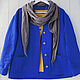 Sweatshirt jacket made of bright blue linen. Outerwear Jackets. etnoart. My Livemaster. Фото №4
