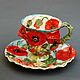 teacups: Strawberries and poppies, Single Tea Sets, Moscow,  Фото №1