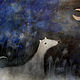 Картина Белая собака и несяц  ночь  черный   белый. Картины. ElementEcoStar. Интернет-магазин Ярмарка Мастеров.  Фото №2