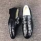 Men's loafers with fur, genuine crocodile leather, in black!. Loafers. SHOES&BAGS. My Livemaster. Фото №5