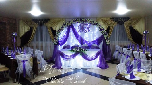 Оформление свадебного зала сиреневый цвет