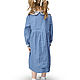 Голубое платье для девочки из конопли с длинным рукавом. Платье. NABOKOVA. Ярмарка Мастеров.  Фото №6