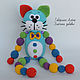 The cat Is blue with a beaded toy, crochet, Teethers and rattles, Tomsk,  Фото №1