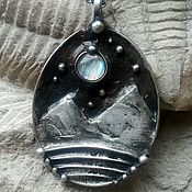 Украшения handmade. Livemaster - original item Mountain, star and moon pendant (p-038l). Handmade.