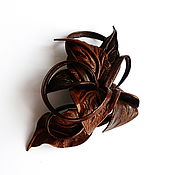 Украшения handmade. Livemaster - original item Brooch flower leather Orchid Dark Canyon brown dark warm. Handmade.