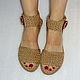 Order Knitted sandals with a button, beige cotton. florina34. Livemaster. . Sandals Фото №3