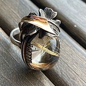 Кольцо с Рубином серебро с золотом