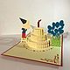 Мальчик и торт - С Днём Рождения - 3D открытка ручной работы. Открытки. КиРиГаМи - объёмные 3D открытки. Ярмарка Мастеров.  Фото №4