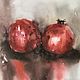 Watercolor painting of Pomegranates (painting in the interior, burgundy, Red), Pictures, Ekaterinburg,  Фото №1