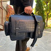 Сумки и аксессуары handmade. Livemaster - original item Men`s bag, made of genuine crocodile leather, in blue, in stock. Handmade.