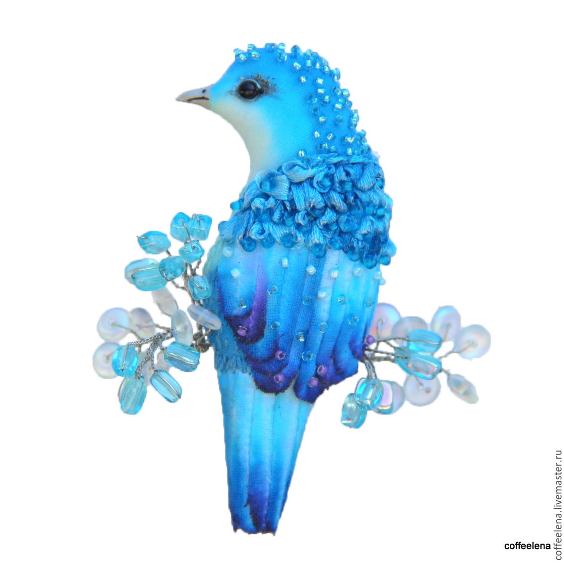 Синяя птица Сказочная на белом фоне