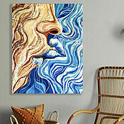 Картины и панно handmade. Livemaster - original item Large abstract painting in the living room Kiss 80h100 cm. Handmade.
