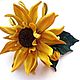 Hairpin - automatic leather Sunflower. Hairpins. Shagree (Shagree). Online shopping on My Livemaster.  Фото №2
