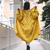 Одежда ручной работы. Ярмарка Мастеров - ручная работа Long yellow knitted cardigan handmade oversize to order. Handmade.