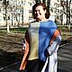 Желто- голубой женский вязаный джемпер из мериноса с хлопком. Джемперы. Вязаные изделия  /наличие и на заказ (ludmila-shishina). Интернет-магазин Ярмарка Мастеров.  Фото №2