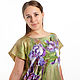 Satin hand painted tunic with irises, Tunics, Moscow,  Фото №1