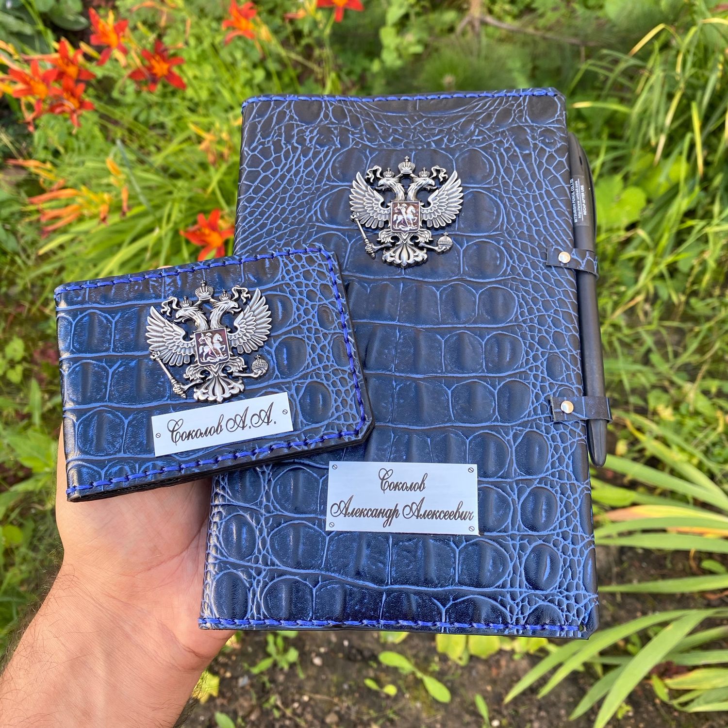 Подарочный набор из кожи (ежедневник А5 - Обложка на удостоверение) в ...