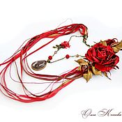 Украшения handmade. Livemaster - original item Choker transformer Red roses for the Queen with simbircite with stones. Handmade.