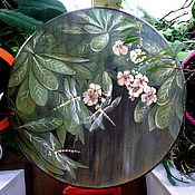 Картины и панно handmade. Livemaster - original item Panels: Oleander and dragonflies. Tree. Original. Handmade.