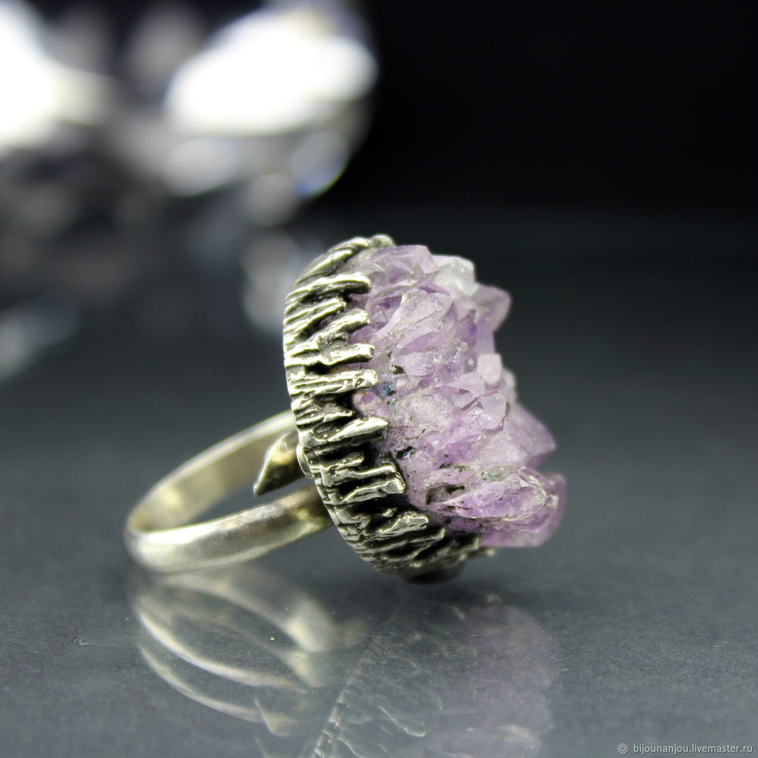 925 Sterling Silver Ring with Untreated Amethyst IV0090, Rings, Yerevan,  Фото №1
