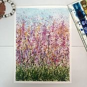 Картины и панно handmade. Livemaster - original item Meadow Painting Original Art Watercolor Wildflower Lavender Flower. Handmade.