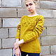 Knitted sweater for women, pullover with embossed pattern of merino yellow. Sweaters. Lace Shawl by Olga. Online shopping on My Livemaster.  Фото №2