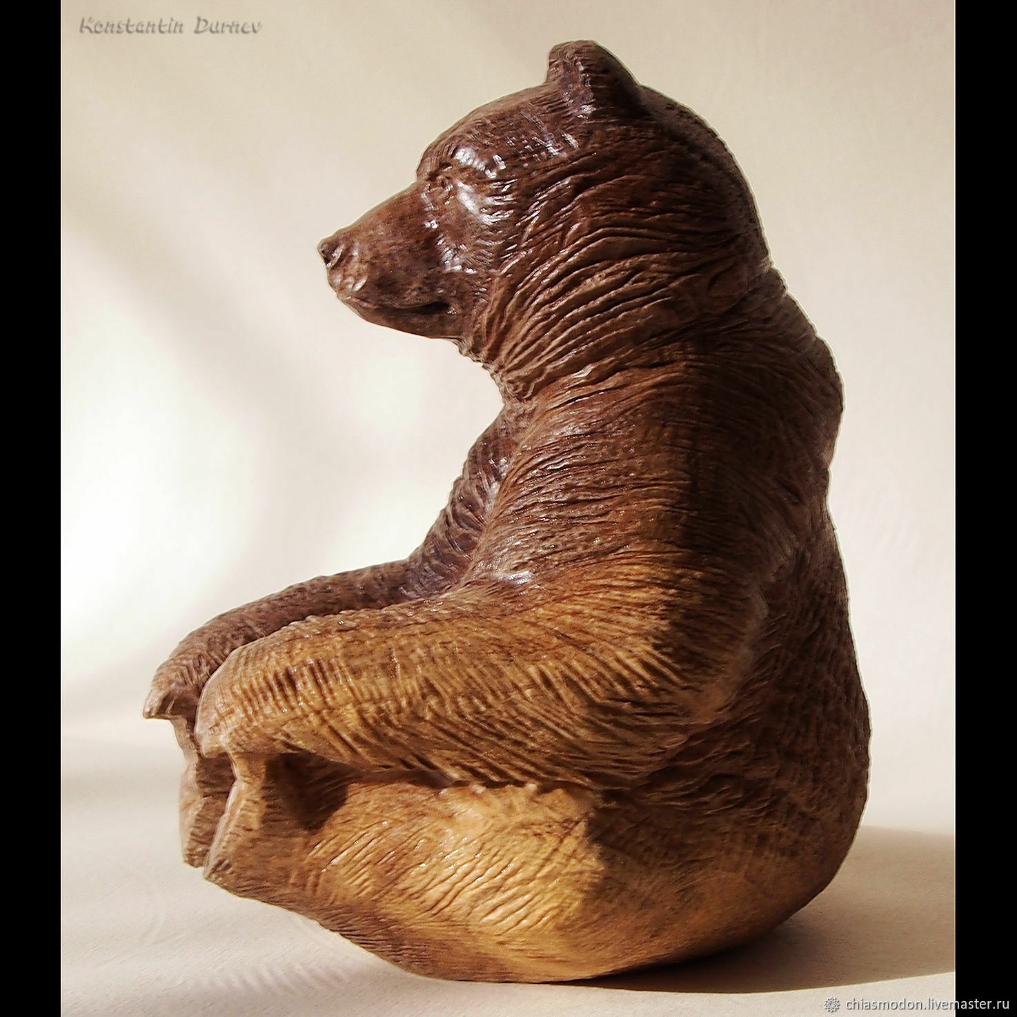 Медведь щепной, интерьерная скульптура, 17-18 см