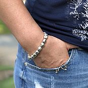 Украшения handmade. Livemaster - original item Bracelets: stylish bracelet metal silver, leather cord. Handmade.