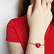 Red heart bracelet chain on the arm, women's bracelet with a heart, Chain bracelet, Voronezh,  Фото №1
