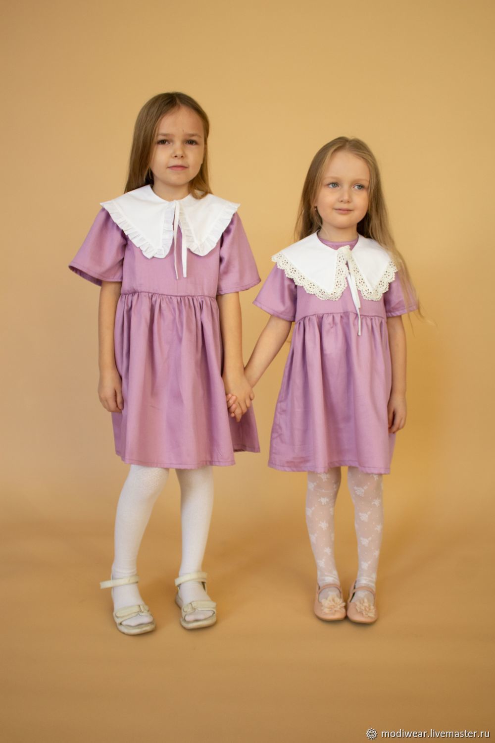 Платье для девочки из хлопка с воротником, короткий рукав, Платье, Альметьевск,  Фото №1
