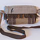 Стильная  льняная текстильна сумка на длинном плечевом поясе, Поясная сумка, Москва,  Фото №1