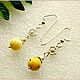 earrings 'the first mimosa' amber silver, Earrings, Moscow,  Фото №1