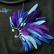 Украшения handmade. Livemaster - original item Feather cuff blue-purple. Handmade.