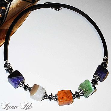Украшения ручной работы. Ярмарка Мастеров - ручная работа ПОСЛЕДНЯЯ ЦЕНА! Чокер кубы агат, кварц Акварель 2137 LanaLik. Handmade.