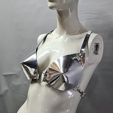 Одежда женская ручной работы. Ярмарка Мастеров - ручная работа Топ лиф "cat eye" серебряное зеркало, костюм для танцев. Handmade.
