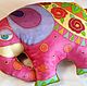The elephant pillow,hand painted on satin, 33h25 cm
